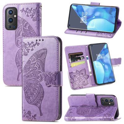 Schutz Handy Hülle für OnePlus 9 Pro Case Flip Cover Tasche Etuis Bumper Violett