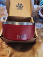 Retired Brick Red Yeti Dog Bowl With Box