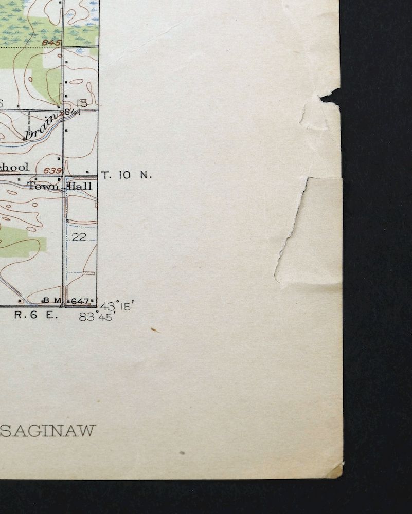 1919 Saginaw Michigan Buena Vista Bridgeport Vintage Original USGS Topo