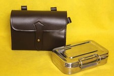 Hunting Sandwich Tin with Genuine Leather Case Stainless Steel Lunch Box Gift