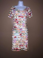 Guess Vintage Y2k 2000s Bodycon  Dress Women’s Size Medium M Sheer Stripe Floral