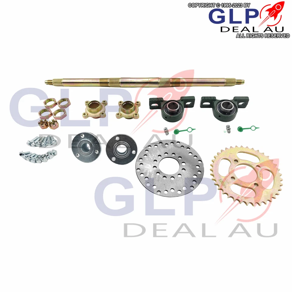 610MM Rear Axle Kit + 428 Sprocket + Bearing + Disc Rotor + Hub for ATV Go Kart - image 2 of 4