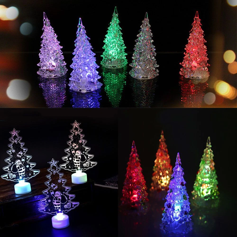 Charm Merry LED Color Changing Mini Christmas Xmas Tree Glitter