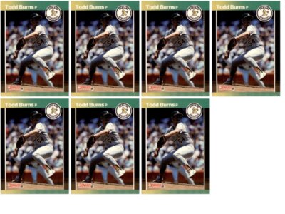 (7) 1989 Donruss #564 Todd Burns RC Oakland Athletics Card Lot