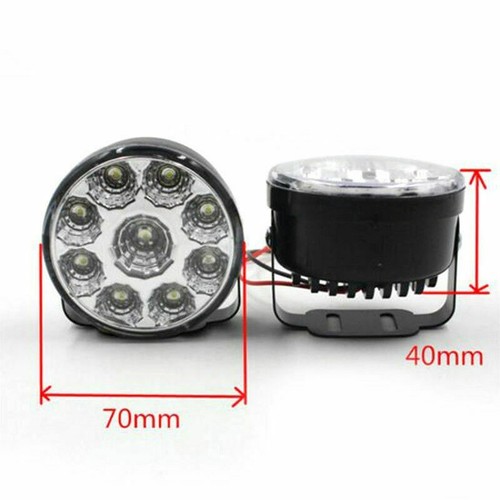 Bright LED Car Light 2pcs Round Daytime Running Light Fog Day Driving Lamp Parts - Picture 3 of 8