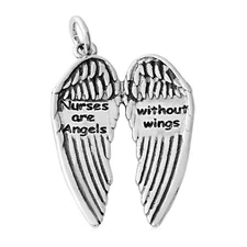 Nurses Are Angels without Wings 925 Solid Sterling Silver Charm Pendant Medical