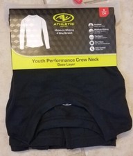 Athletic Works Youth Boys Performance Crew Base Layer Shirt Top Black S 6-7 NEW