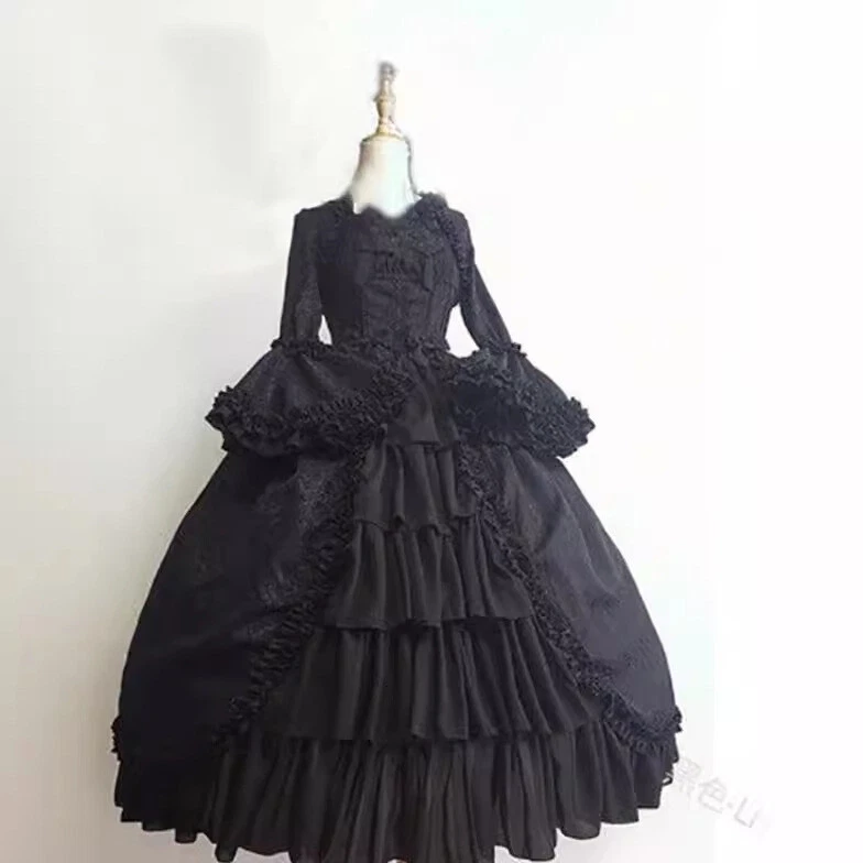 Vestidos de Noche Victorianos Vintage Negro Mascarada Baile de graduación Vestido Gótico Vestidos de Fiesta Foto 4 de 4