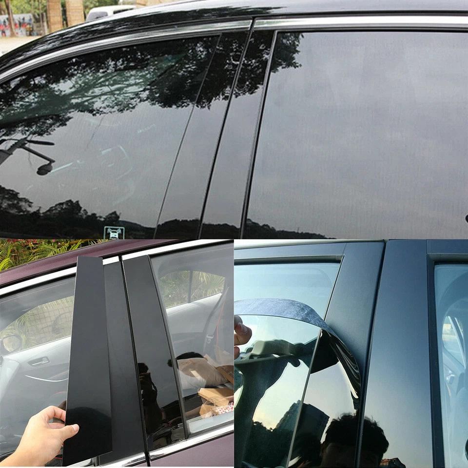 6x Cubierta de moldura de postes de pilar negro brillante para BMW Serie 3 F30 Sedán 2012-18 2014 Foto 4 de 4