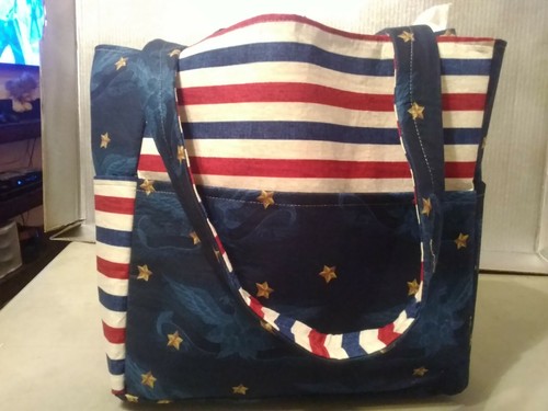 USA america stars stripes flag eagle patriotic purse project bag handmade - Picture 6 of 8