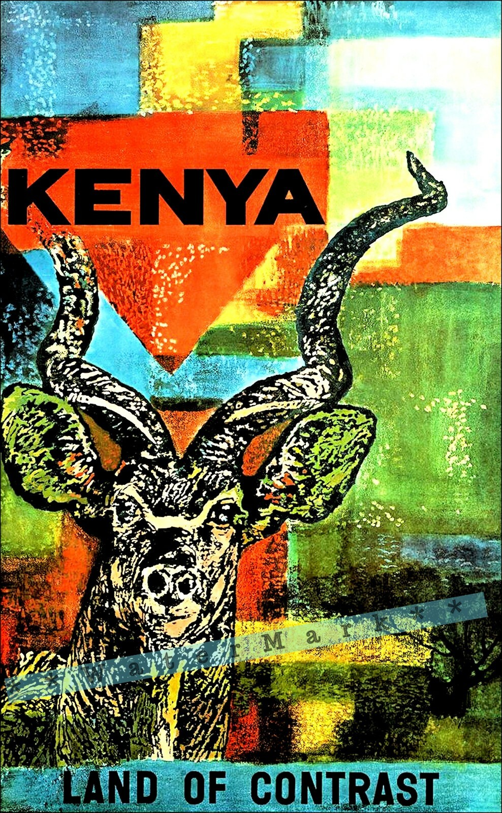 Kenya Africa Land Of Contrast Vintage Poster Print Retro Style Travel Decor