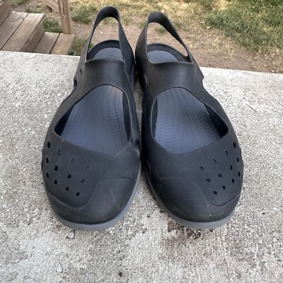 Women's Crocs Swiftwater Wave Black/Gray Mary Jane Sandals Size 11