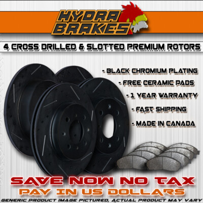 FITS 2009 2010 2011 BUICK LUCERNE V6 Drill Slot Brake Rotors CERAMIC BLK