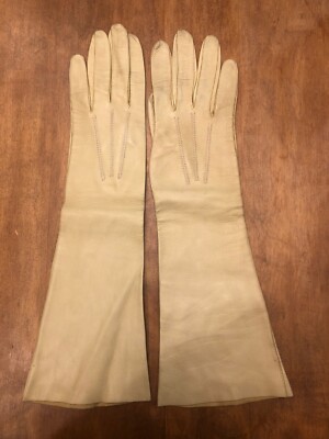 Ladies Leather Gloves, Light Brown, Size 6.5, Made In Italy, Hand Washable