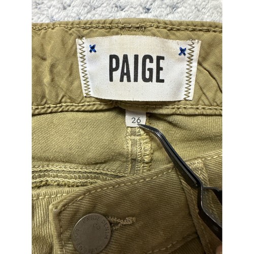 Paige Pants Womens 26 Khaki Beige Tan Skinny Moto Ankle Zip Casual Marley - Picture 5 of 8