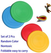 2 Pcs Flying Disk Rubber Frisbee Dog Toy Throw Fetch Training Plate Nontoxic