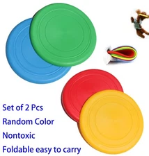 2 Pcs Flying Disk Rubber Frisbee Dog Toy Throw Fetch Training Plate Nontoxic