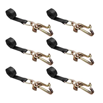 6 Pack 2'' x 10' TJ Cluster Hook Car Strap for Wrecker Tow Truck Auto Hauling