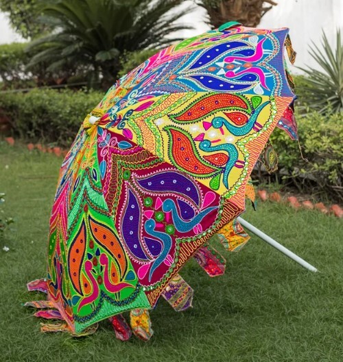 72 patio umbrella Indian Embroidered Garden Parasol Flower 72