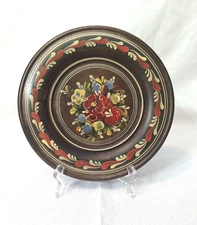 Handpainted Folk Art Toleware Wood Plate