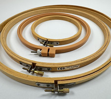 Wood Embroidery Hoop Lot Vtg Coats  Clark 12/10/5  One Plastic 7  Screw Tension