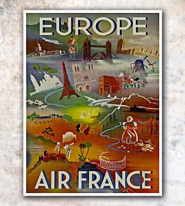 EUROPE VINTAGE TRAVEL POSTER Rare Hot New 1