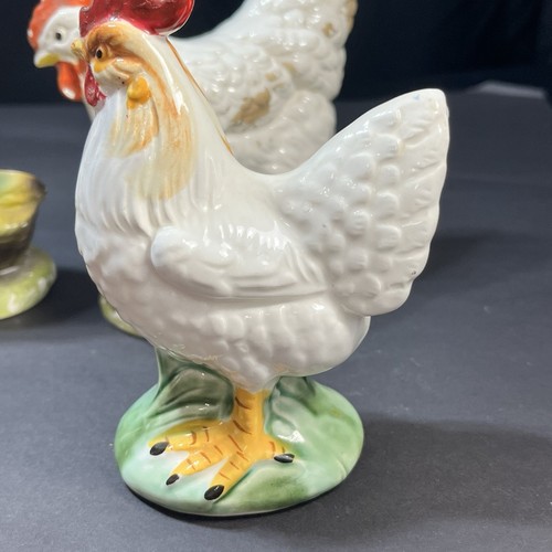4 statuine in ceramica gallo pollo gallina fattoria statuine vintage anni 50 - Foto 12 di 19