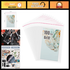 100 PCS Clear Resealable Cellophane Bags 8x10 Photo Mats - Self-Sealing Sleeves