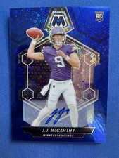 2024 Mosaic JJ McCarthy Rookie Auto RC No Huddle Blue Prizm #310 Vikings