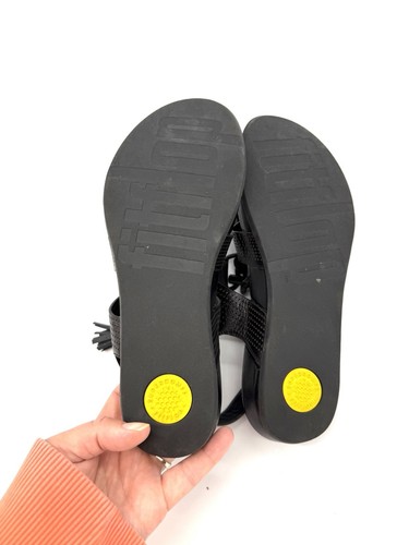 Fitflop Gladdie Sandals Gladiator Perforated Leather Solid Black Womens Size 10 - Picture 7 of 8