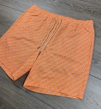 Fair Harbor Men  s Geometric Pattern Drawstring Swim Trunks Orange Size XL