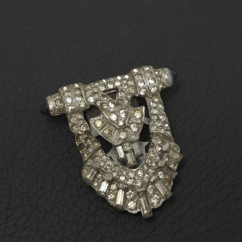 Vintage Art Deco Vintage Silver Rhinestone Dress Clip Ornament Jewelry