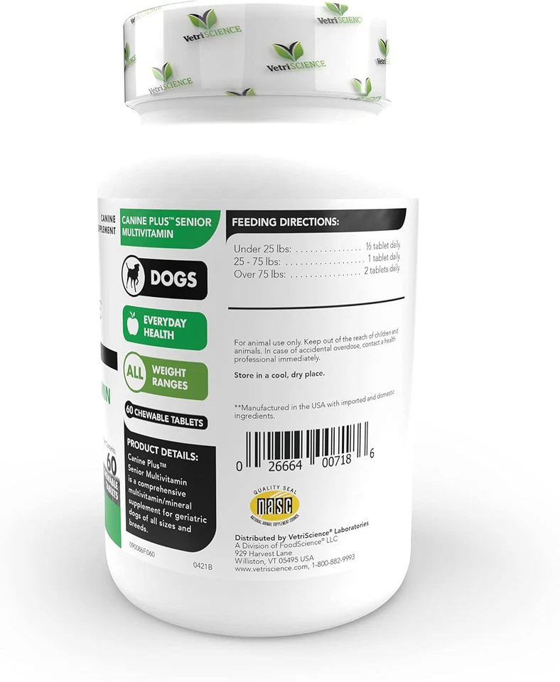 VetriScience Canine Plus Senior Multivitamin for Dogs, 60 Tablets,  - Image 2 of 4