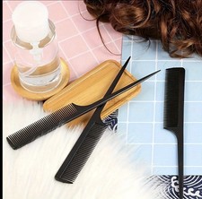 2x Pin Tail Hair Toothed Comb Black Professional Hairdressing Sectioning Styling