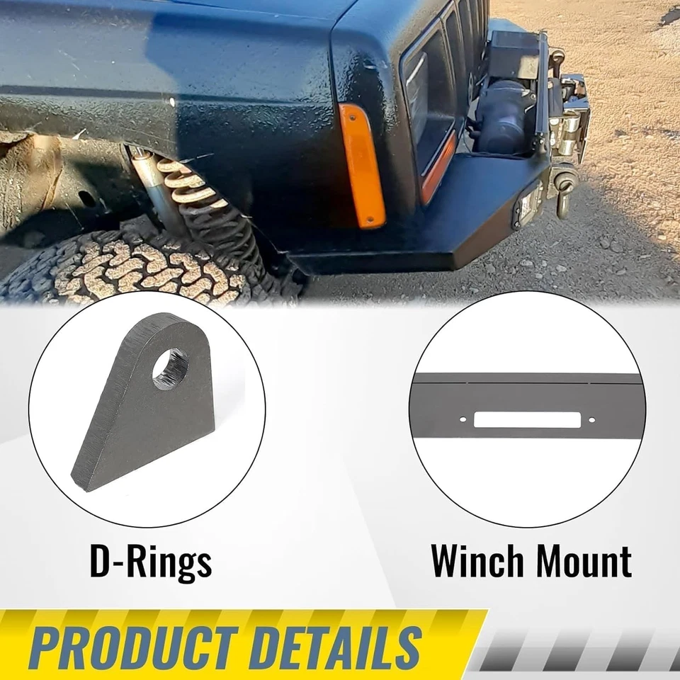 For Jeep Cherokee XJ 1984-2001 Front Winch Bumper Bare Metal Complete Kit - Image 4 of 4