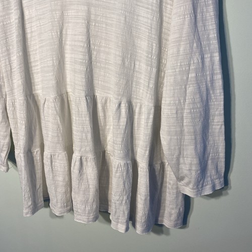 Wonderly Curvy Plus Womens 2X Tiered Top Long Sleeve White Ivory Boho Lagenlook - Picture 2 of 10