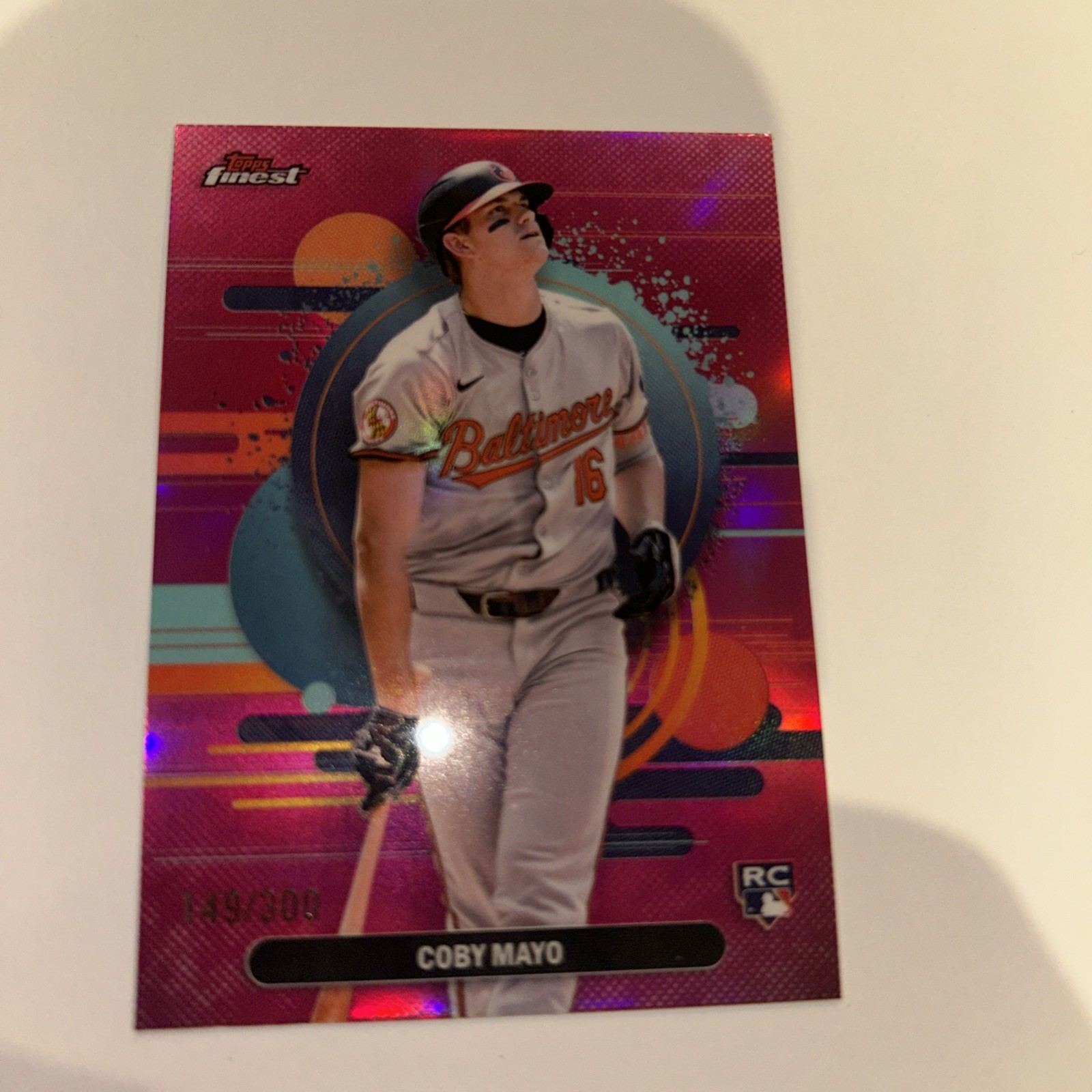 2025 Topps Finest Coby Mayo RC Magenta /300 Uncommon Rookie #188 Orioles
