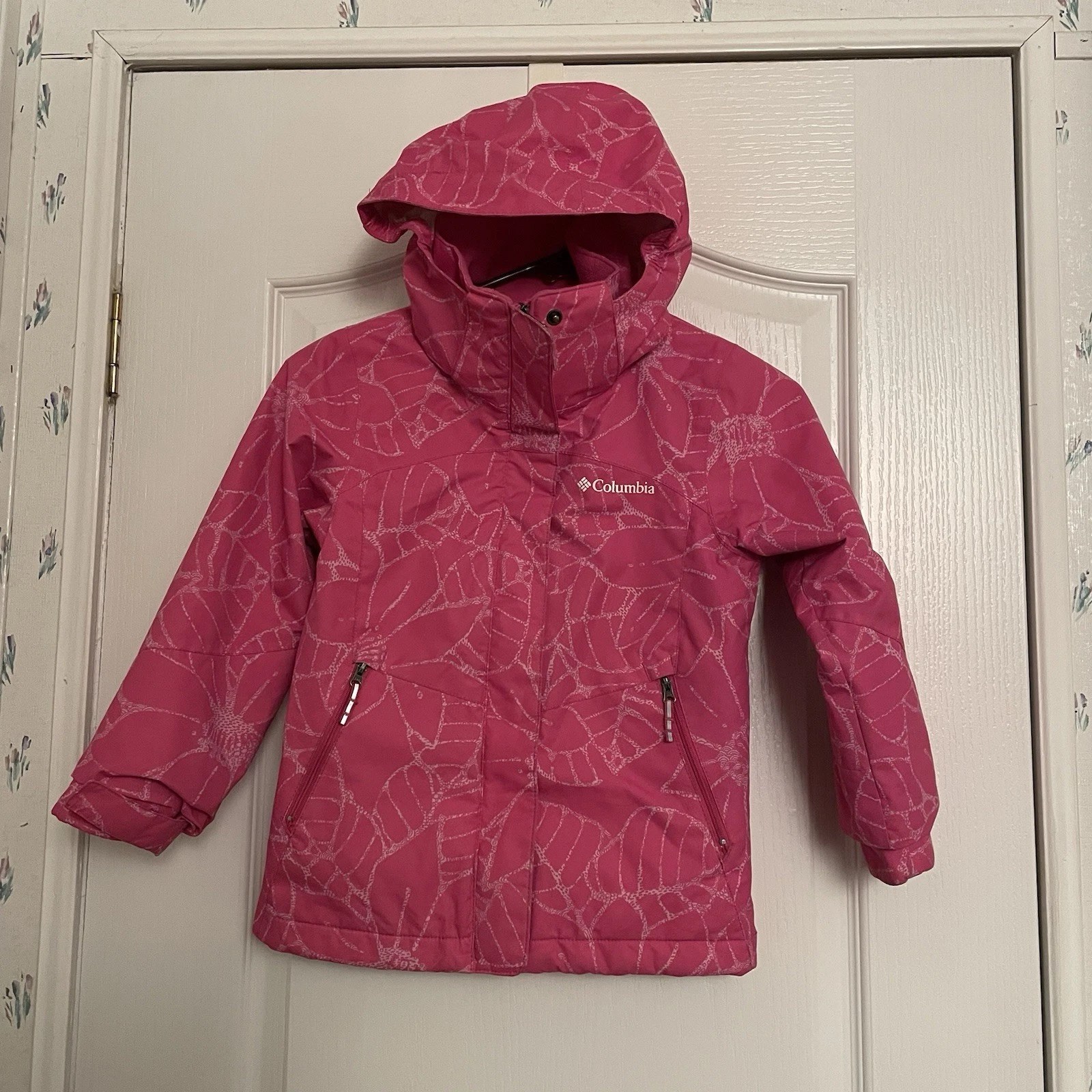Columbia Girls Pink Interchange 2 in 1 Coat W/ Removable Jacket Hood Size XS 6-7