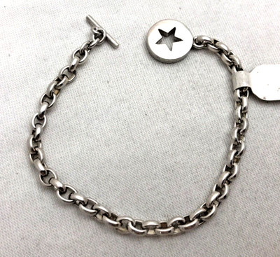 Sterling Silver .925 ~ 5mm Oval Cable Link ~ Star Toggle ~ 7 1/2'' Bracelet