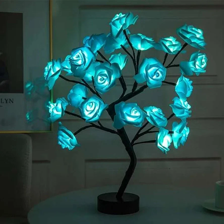 LED Lamp Rose Tree Blue Table Lights Gift Party Home Decoraction Night Light New - Image 2 of 4