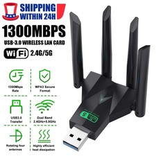 1300Mbps 2.4G 5G Wireless WiFi Network Receiver Adapter USB 3.0 Dual Band Dongle