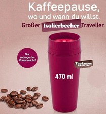 Tupperware Neu, Großer Traveller 470 ml Kaffee & Go Isolierbecher weinrot
