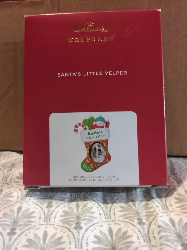 New Hallmark Keepsake Ornament Santa's Little Yelper Dog Photo Holder 2021 