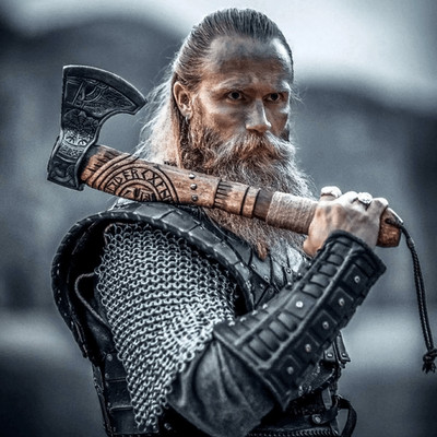 Custom Handmade Carbon Steel Viking Engraved Axe Hand Forged with Leather Sheath
