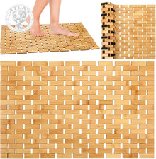 2 Pcs Bamboo Bath Mat Bathroom Rugs Floor Wood Shower Mat Non Slip Waterproof Wo