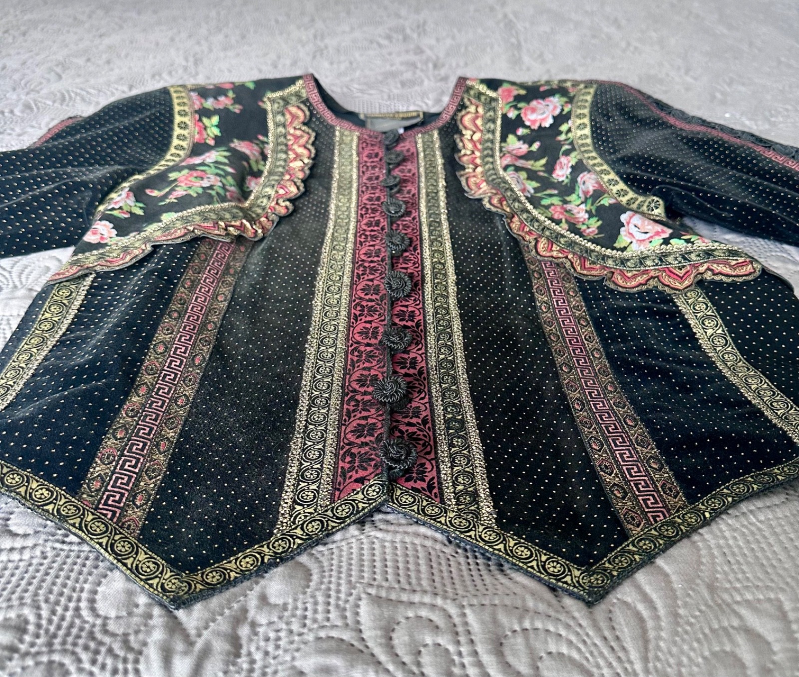 VTG Roberto Cavalli Capriccio Jacket Cotton Leather  Rich Hippie Maximalist Boho image 2