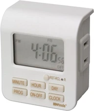 Programmable 7-Day Indoor Timer with Polarized Outlet for Energy Savings