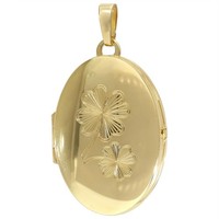 Trendor Schmuck Medaillon-AnhäNger Mit Kleeblatt-Gravur 925 Silber Vergoldet 215