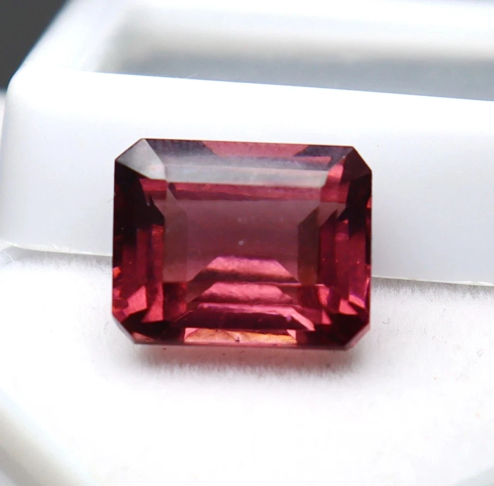 Hessonite Natural Emerald Cut 10-12 Ct Garnet Red Raspberry Color Loose Gemstone - Image 3 of 4
