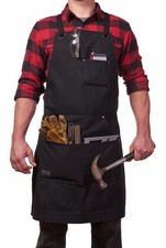 Hudson Durable Goods Waxed Canvas Apron Adjustable Crossback Tool Pockets Black